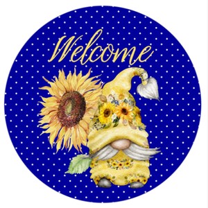 Gnome sunflower summer Sign  , Summer sign, Spring wreath attachment, Spring decoration, Summer decor