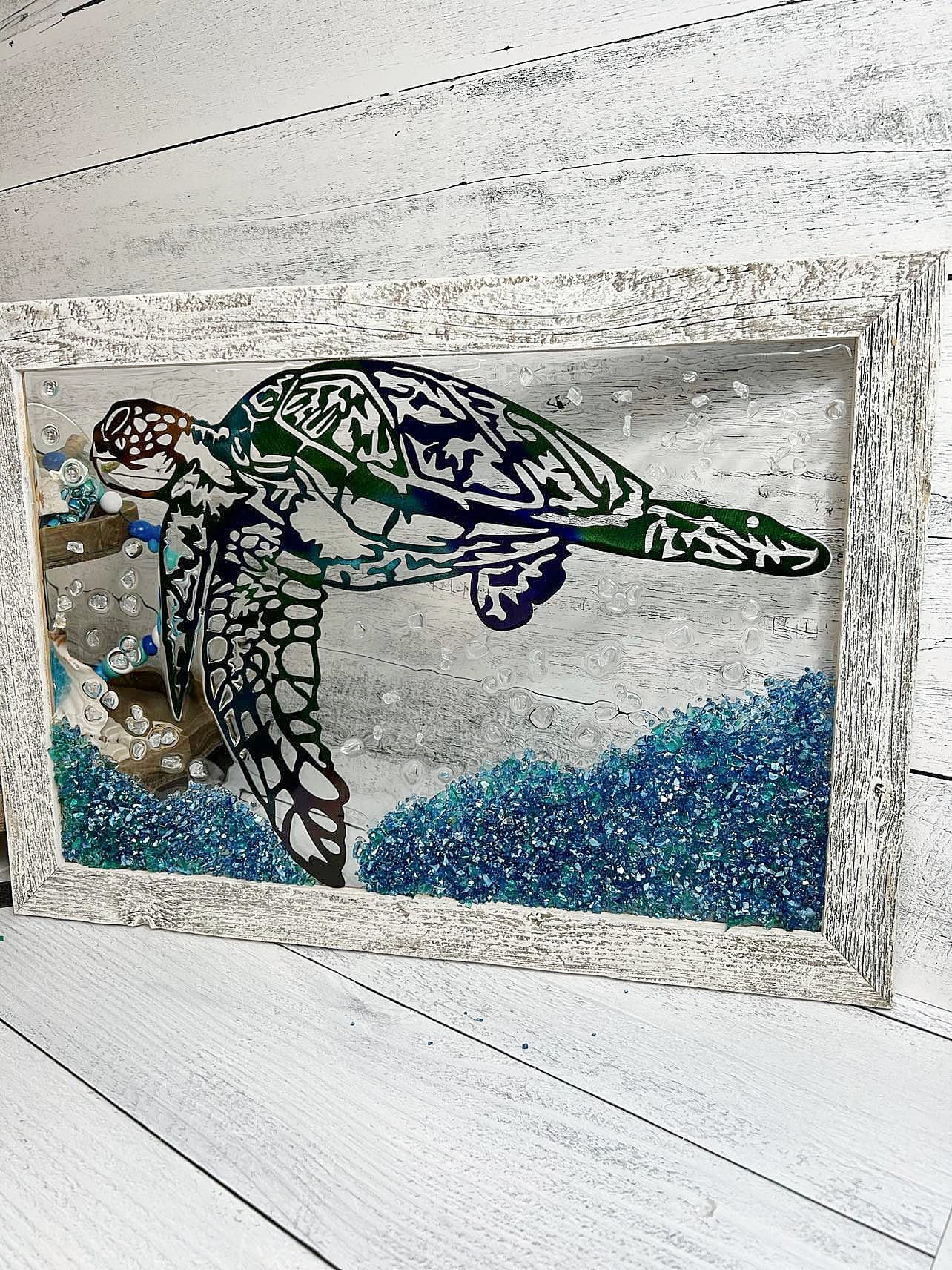Sea Turtle Coastal Wall Art Picture, Beach Home Decor, Coastal Home ...