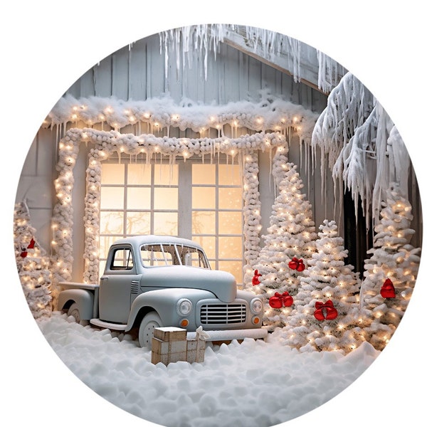 Country White Truck Rustic Christmas sign, Winter Metal Wreath attachment, Winter supplies, Country Rustic Holiday Sign, Rustic signs,