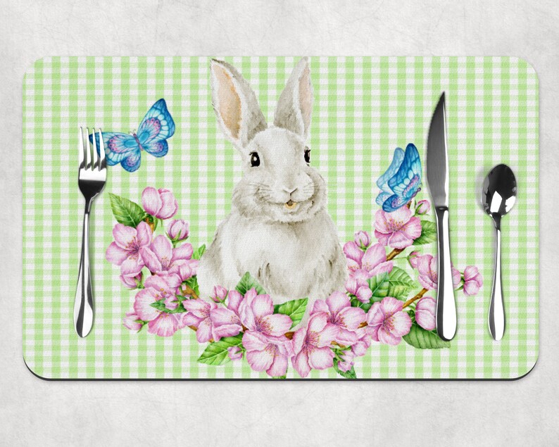 Set of 4 Easter Table Placemats Spring Table Decor Bunny Etsy