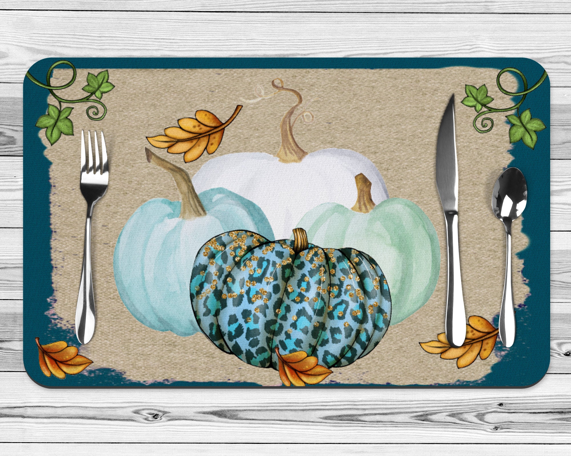 Set of 4 Fall Pumpkin Placemats Thanksgiving Table Decor Etsy