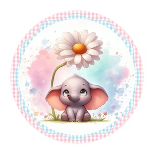 Baby Elephant Sign, metal wreath attachment, Everyday sign, Wreath sign, Baby Girl Sign, Baby Boy Sign,