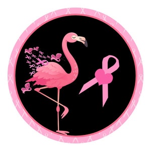 Flamingo Metal Wreath Sign, Breast Cancer wreath attachment, Cancer awareness,