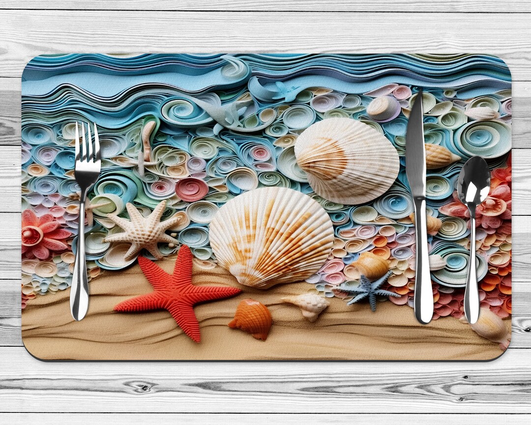 Beach Seashells on the Beach Placemats Coastal Table Etsy