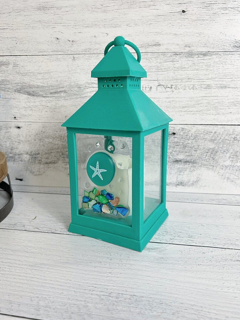 10 Coastal Teal Lantern Beach Home Battery Operated Etsy