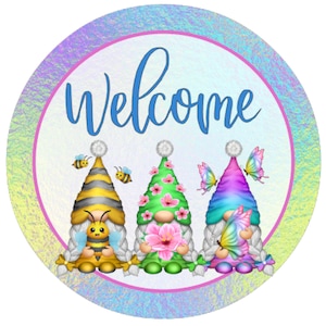 Welcome Summer Gnome Sign , Summer Gnome sign, Spring wreath attachment, Spring decoration, Summer decor