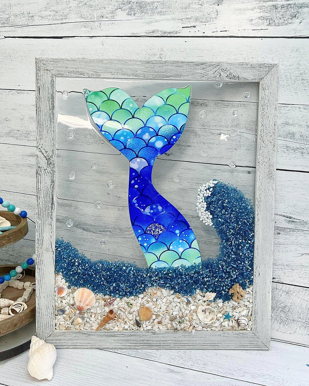 Mermaid Coastal Wall Art Picture, Beach Home Decor, Coastal Home ...