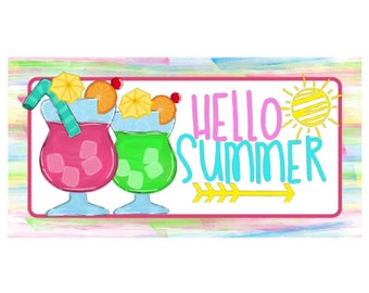 Hello Summer Sign, summer sign, wreath attachment, Spring sign, Wreath sign, Sweet Summer Time, Summer drinks