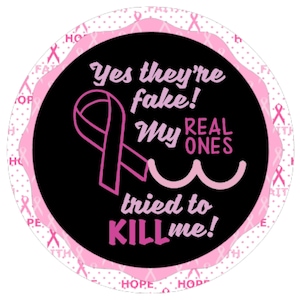 Yes They&#39;re Fake Metal Wreath Sign, Breast Cancer wreath attachment, Cancer awareness,