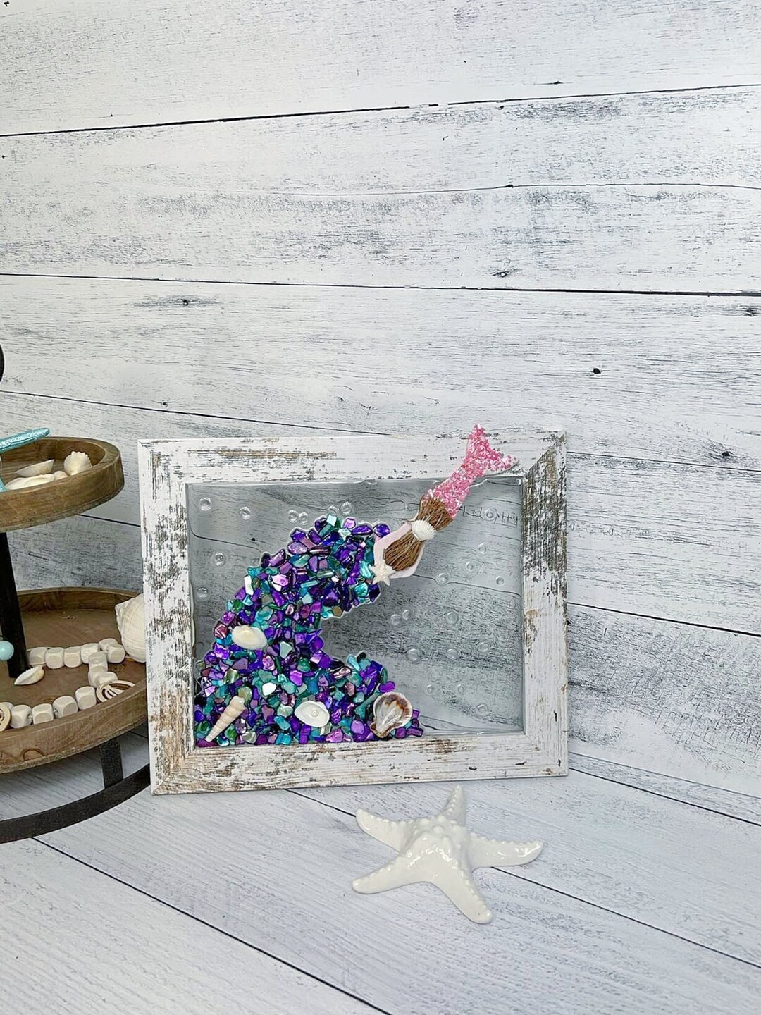 Glass Mermaid Beach Wall Art, Coastal Home Decoration, Coastal Wall Art ...