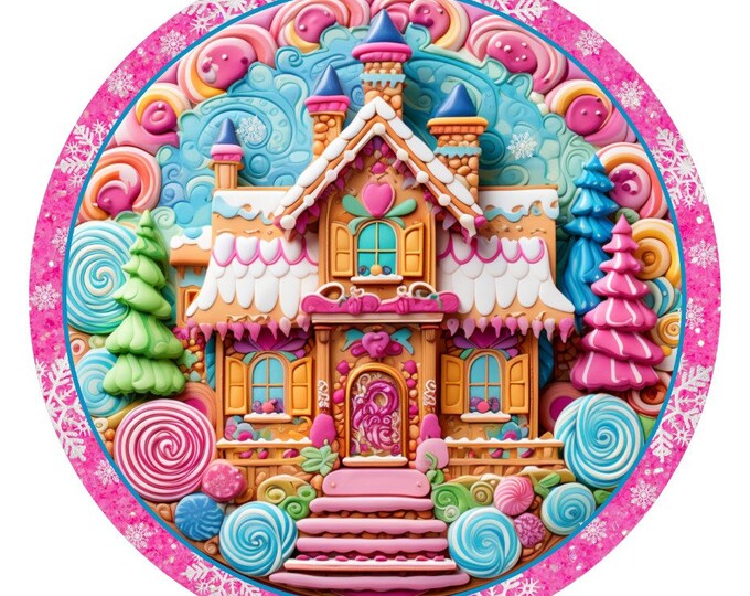 3D Look Gingerbread House Christmas Sign, Wreath Attachment, Lollipop ...