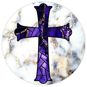 Purple Cross Sign, Religious Wreath Attachment, Christian sign, Easter Cross Sign,