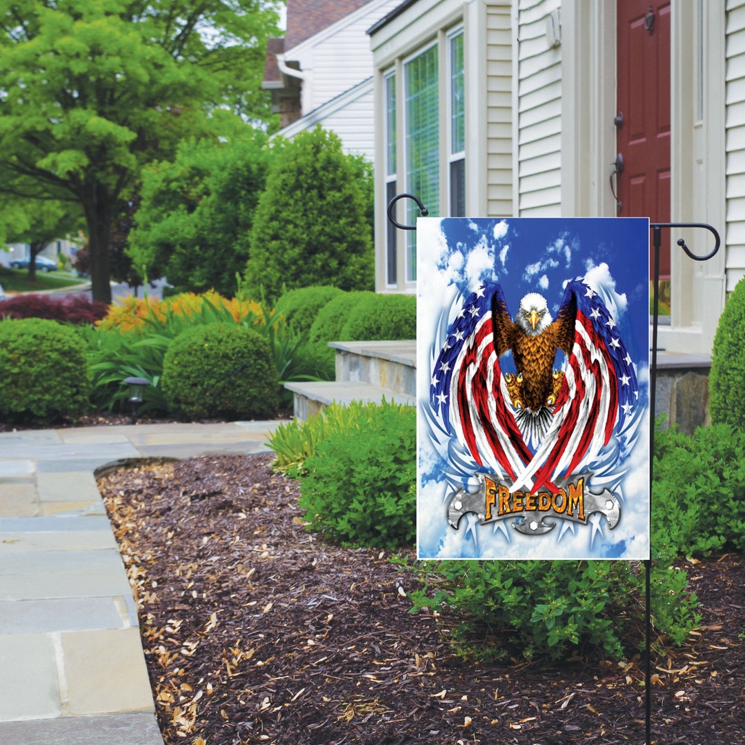 Patriotic Eagle Garden Flag Memorial Day Yard Flag Fourth of Etsy
