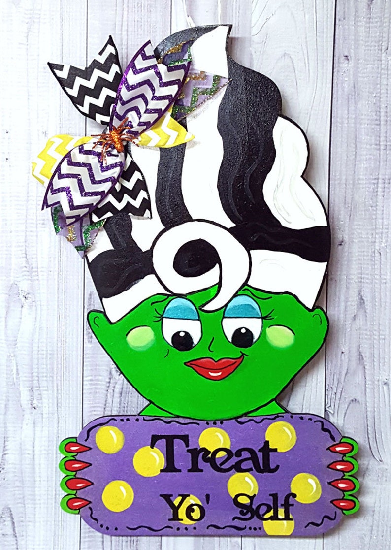 Halloween Door Hanger Mrs Frankenstein Door Decor Halloween Door Decor Halloween Wall Decor Front Door Decor Door Decoration