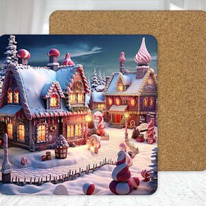Santas Village Hot Mats Christmas Holiday Table Decor, Christmas Table Decoration, Home Kitchen Table Decor,