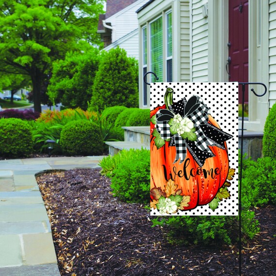 Welcome Fall Pumpkin Garden Flag, Double Sided Yard Decoration