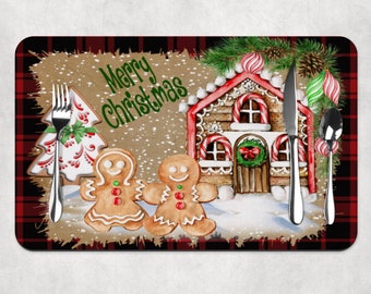 Gingerbread Christmas Table Placemats , Christmas table decor, Holiday table decoration, Gingerbread House Decor