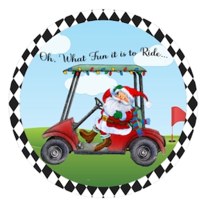 Golf Santa Weihnachtsschild, St. Nikolaus, Kranzaufsatz, Golf Cart Santa, Weihnachtsschild, rustikales Schild, Winterschild,