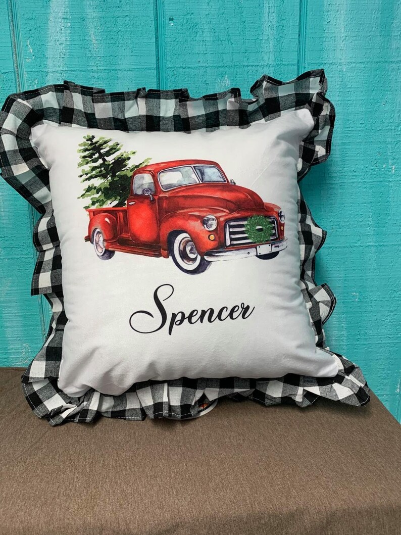 Christmas Little Red Truck Throw Pillow Sham Holiday Home Etsy