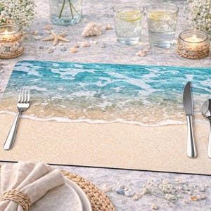 Beach Surf Placemats, Coastal Table Settings, Beach House Decor