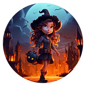 Halloween Little Girl Witch Sign, Metal Wreath Attachment Sign, Spooky sign, Halloween decoration, craft supplies, Happy Halloween Sign,