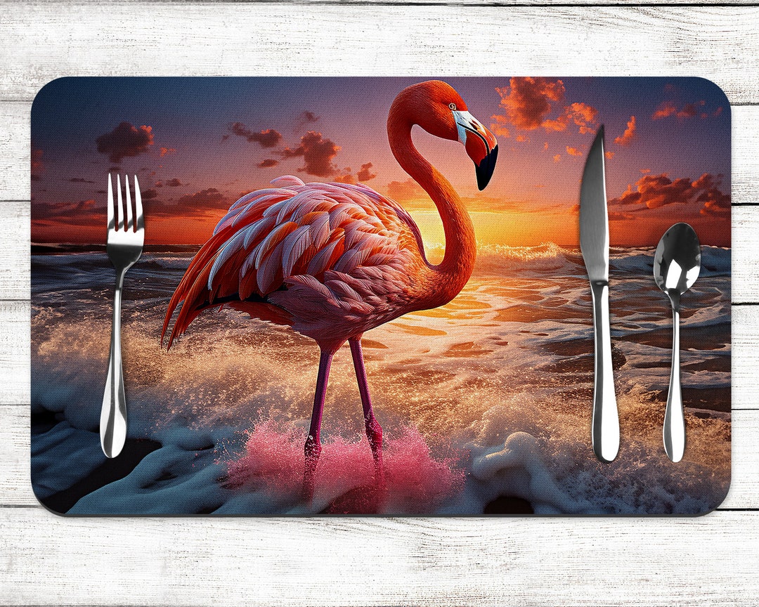 Flamingo at Sunset Placemats Beach Table Decor Coastal Table Etsy