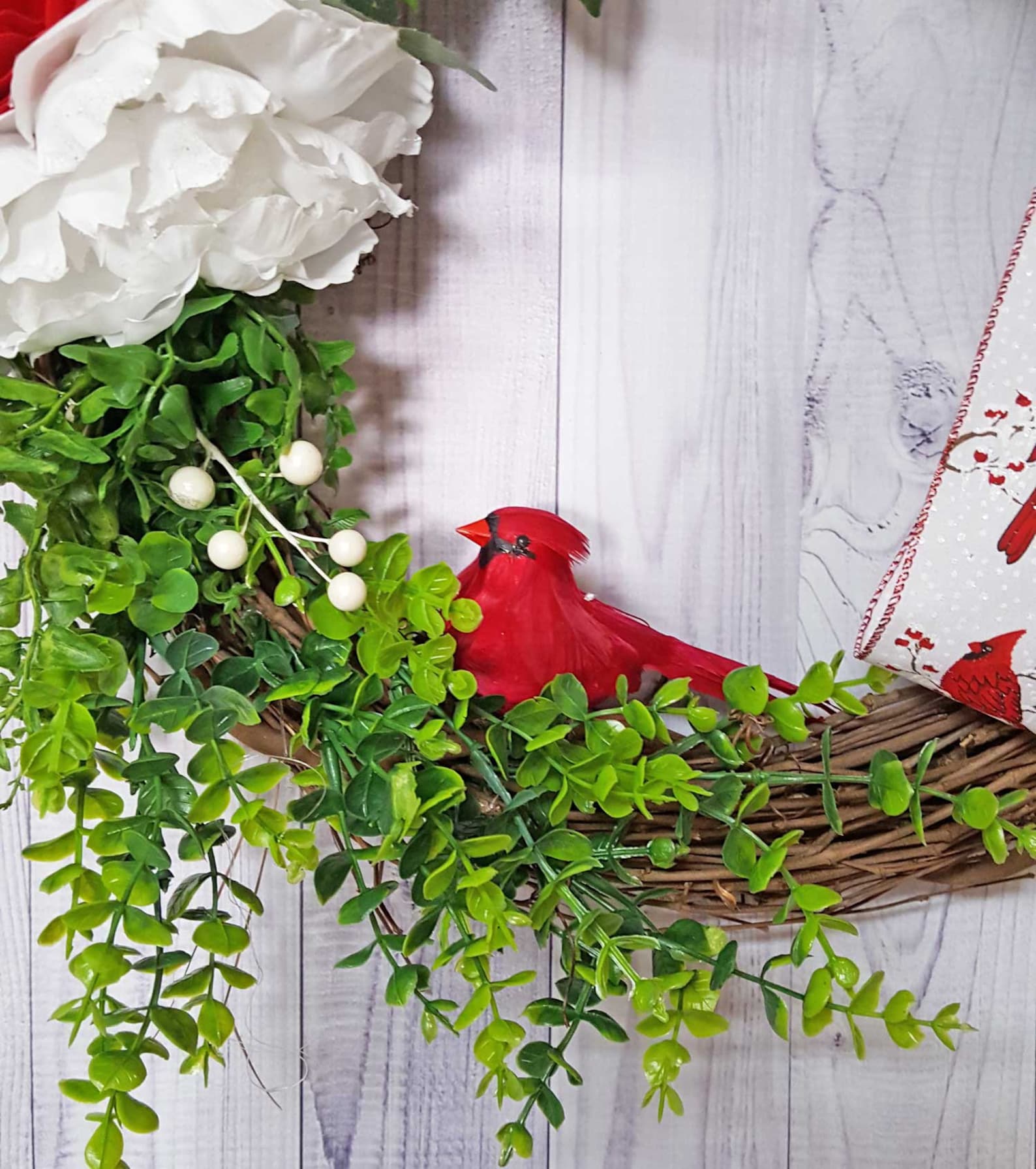 Cardinal Wreath Cardinal Christmas Wreath Red Bird Wreath Etsy