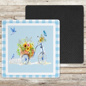 Summer Bike Drink Coaster, Square Neoprene Coasters for your table, Set of 4 drinkware coasters,