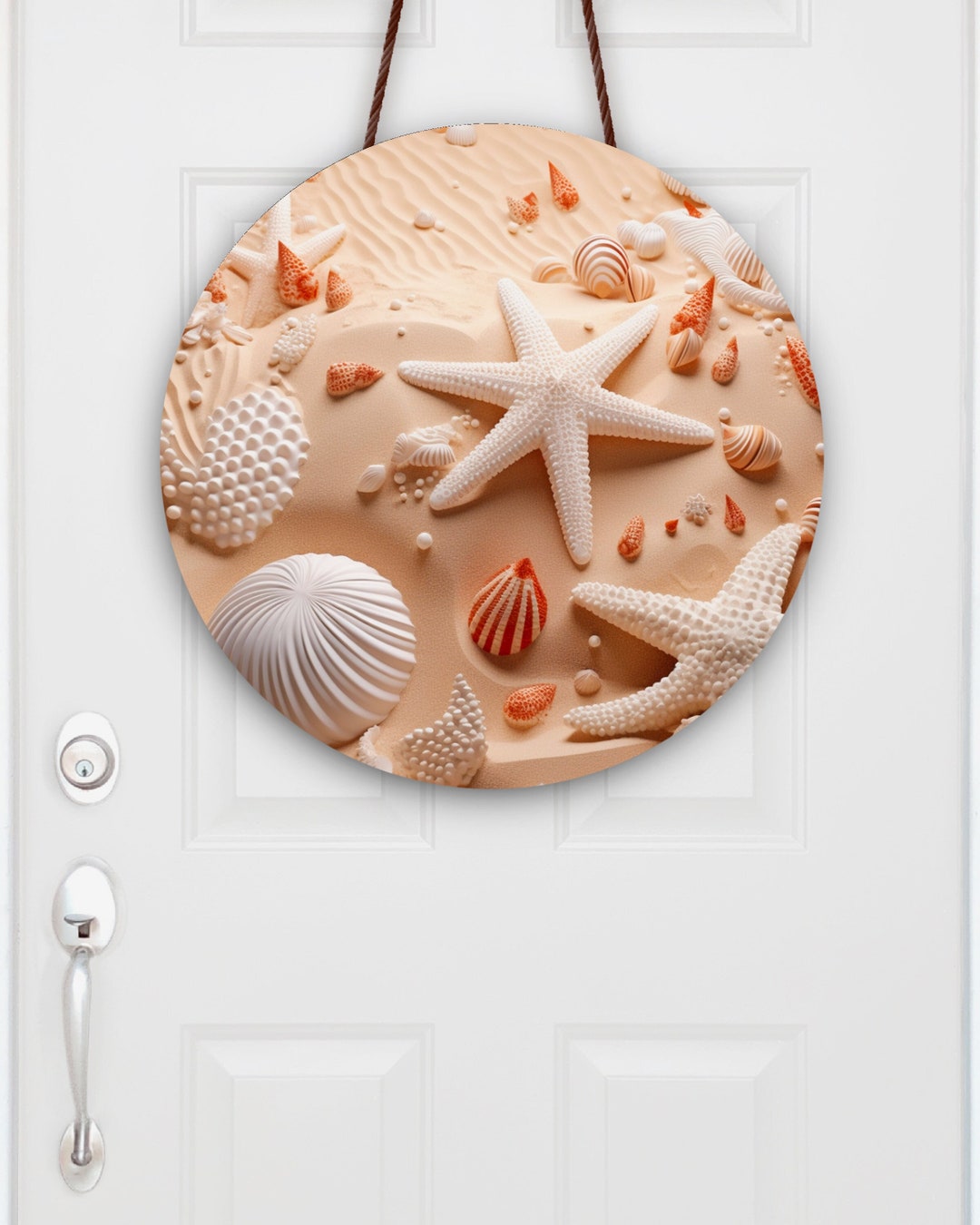 Seashells on the Beach Doorhanger, Coastal Seashell Door Hanger, Summer