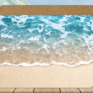 Beach Surf Table Hot Mat, Beach Kitchen Table Cork Back Trivet, Coastal Table Decor,