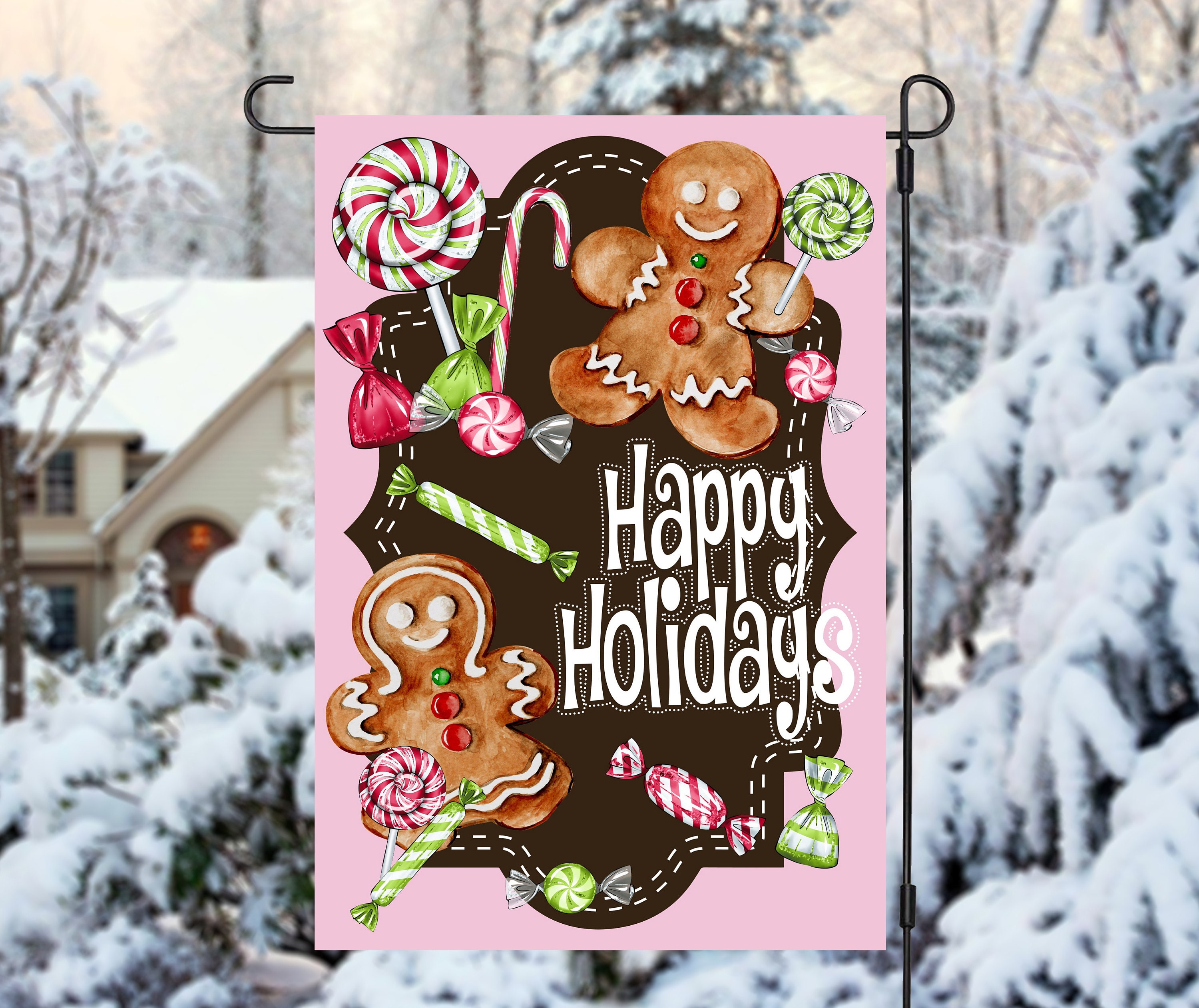 Gingerbread Candy Christmas Garden Flag yard decoration Etsy
