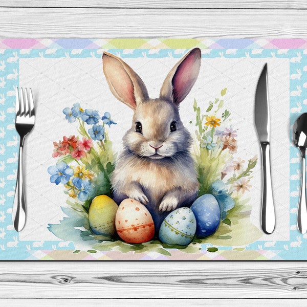 Easter Bunny Placemats, Easter Egg Placemats Table Decor, Easter Holiday Decoration, Home Kitchen Decoration,