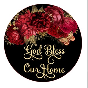 God Bless Our Home Roses Sign, Everyday Wreath Attachment, craft supplies, Spiritual Floral Sign,