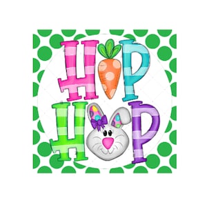 Hip Hop Easter Sign, Metal Wreath Attachment Sign, Square Spring Easter Bunny Sign,