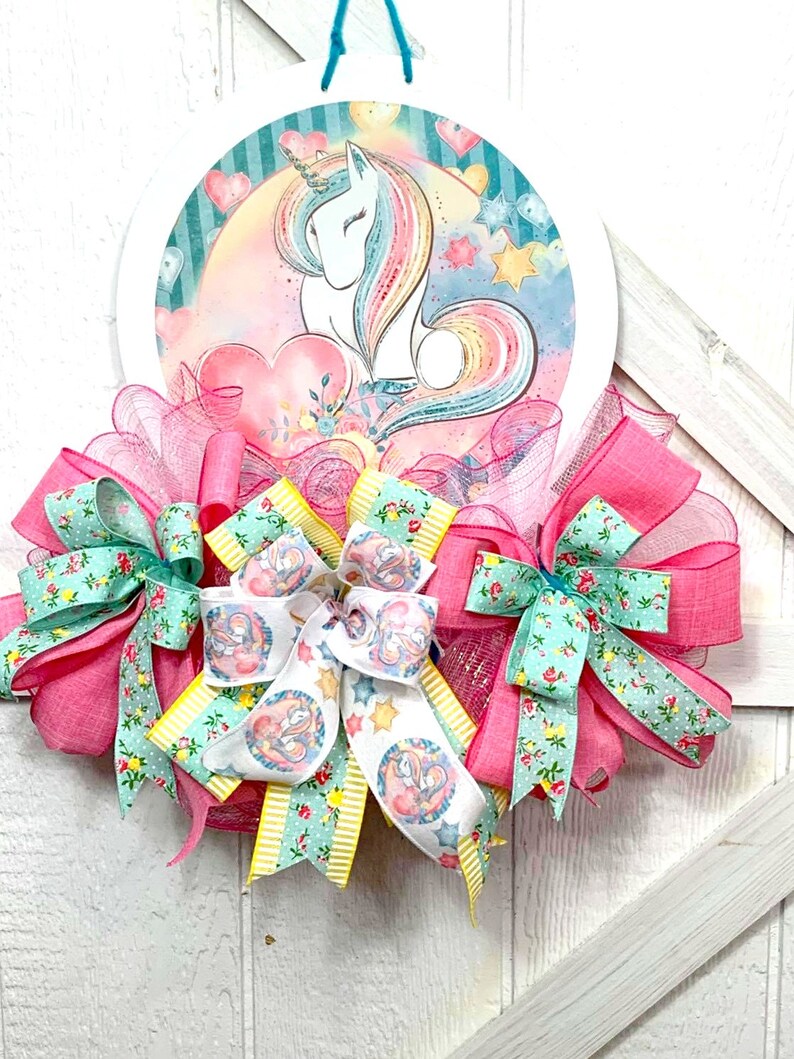 Unicorn Door Hanger Wreath spring Door Wreath summer Wreath Etsy