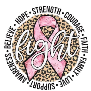 Leopard Print Breast Cancer Metal wreath attachment sign, Cancer awareness,