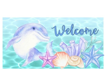 Dolphin Beach wreath,Beach Welcome Sign, Wreath Attachment, Summer sign, Coastal decoration, Coastal sign,
