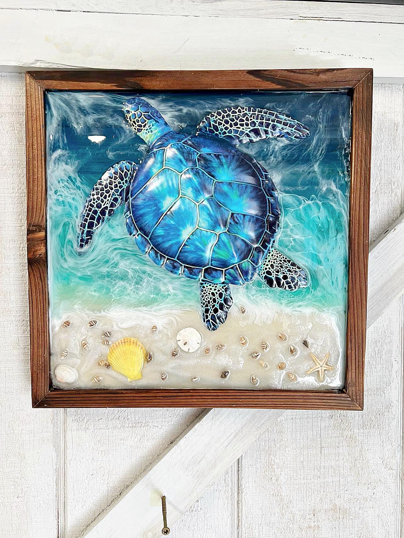 Sea Turtle Wave Wall Art Picture, Beach Home Decor, Coastal Home ...