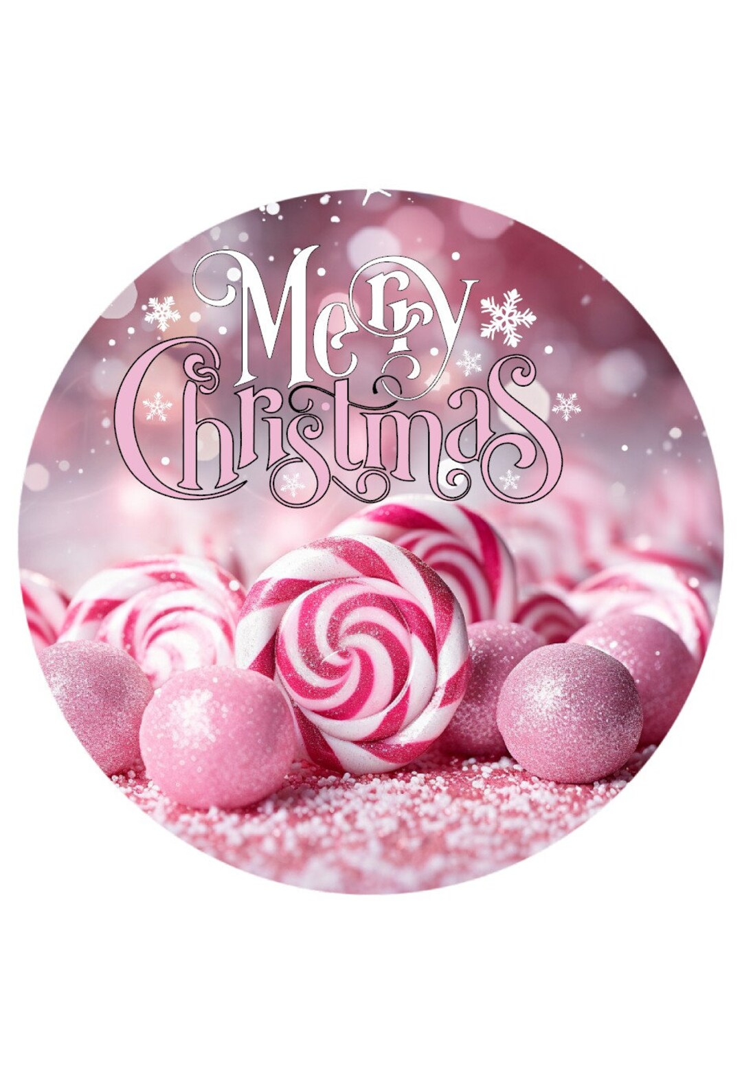 Pink Candy Christmas Sign Wreath Attachment Lollipop Winter Etsy