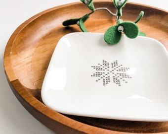 Porcelain mini dish - snowflake - 10x10 cm