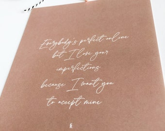 Inspirational Poem Poster: Imperfektion Spruch, A5 Print