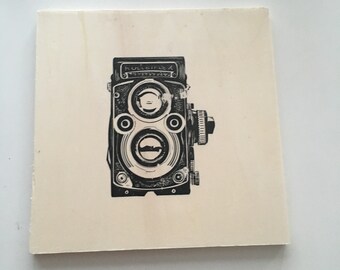 Scrabble wood tyle retro camera