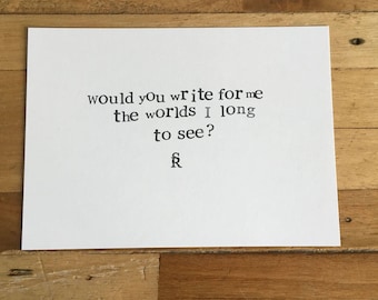 Handmade Poetry Card: 'Worlds I Long To See'