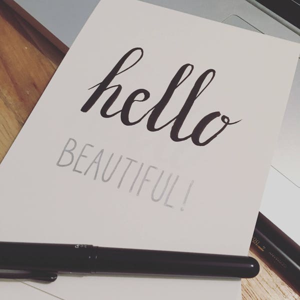 Handgemaakte kaart 'Hello Beautiful!'