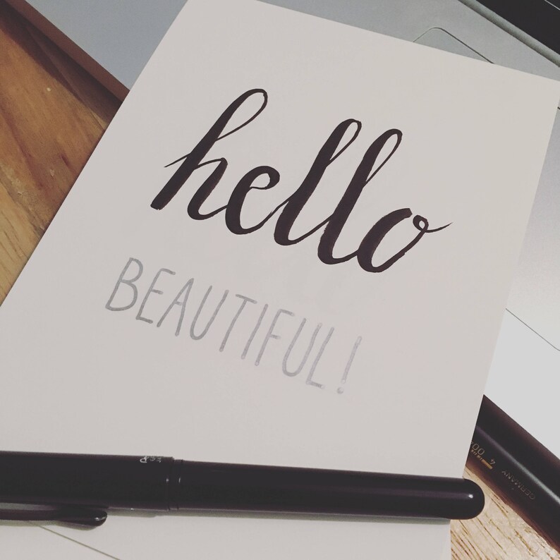 Handgemaakte kaart 'Hello Beautiful' afbeelding 1