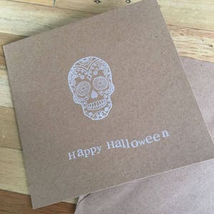 Carte double « Happy Halloween » 13 x 13 cm avec enveloppe