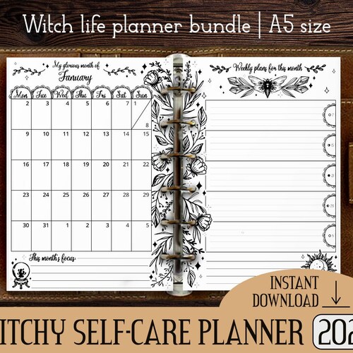 Witchy Planner Printable Pages A5 Size Wicca Witch Filofax - Etsy