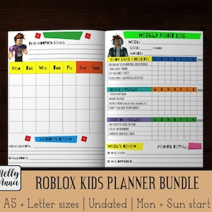 Roblox Kids Planner-puntensysteem | Takenlijst voor kinderen | Ongedateerde kalenderplanningspagina's | Printables voor tienerfandoms voor videogames
