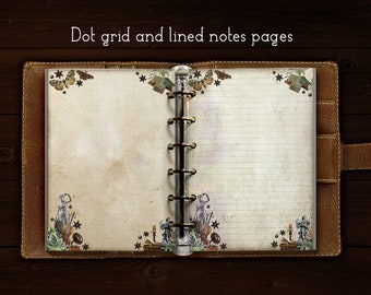 Dark Light Academia notes pages A5 + letter size | Academia aesthetics printable inserts | Scholar academy library journal pages