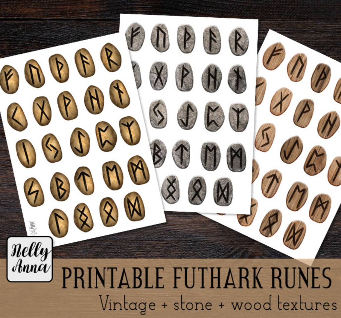 Printable Elder Futhark Runes | Wicca Stickers | Printable Witch's Rune ...